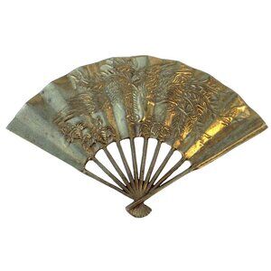 Vintage Brass Art Deco Hollywood Regency Dragon Oriental Dra Fan Room Decor